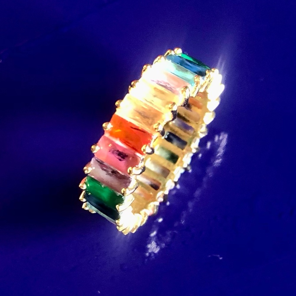 Macy's Multicolor Gemstone Ring with Gold Accents NEW NWOT